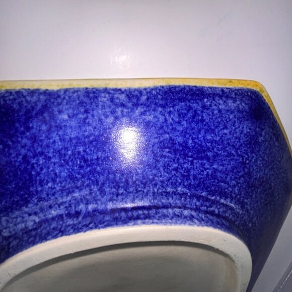 Benlloch Espana, Spain 14" Blue Platter with Yellow Leaves Signed Studio Pottery - Picture 8 of 16